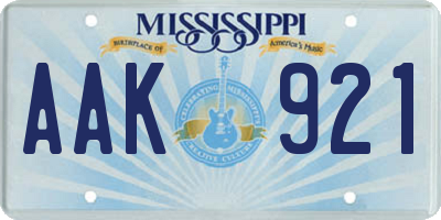 MS license plate AAK921