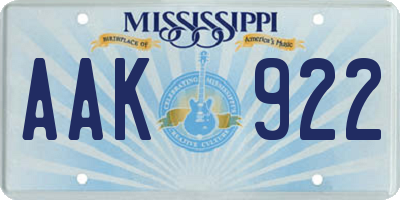 MS license plate AAK922