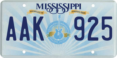 MS license plate AAK925