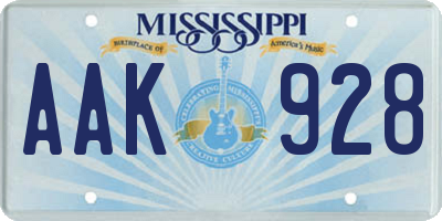 MS license plate AAK928