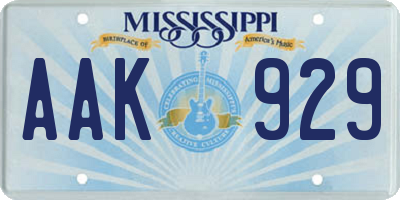 MS license plate AAK929