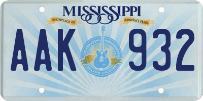 MS license plate AAK932