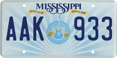 MS license plate AAK933