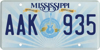 MS license plate AAK935