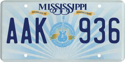 MS license plate AAK936