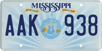 MS license plate AAK938