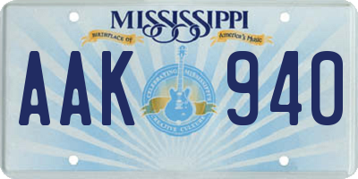 MS license plate AAK940