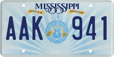 MS license plate AAK941