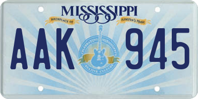 MS license plate AAK945