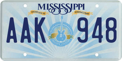 MS license plate AAK948