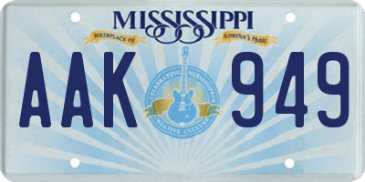 MS license plate AAK949