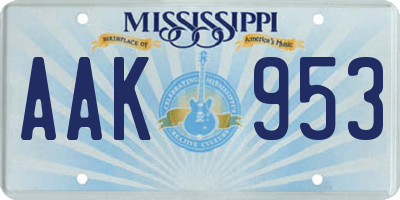 MS license plate AAK953