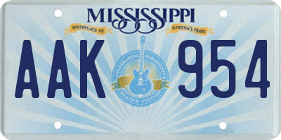 MS license plate AAK954