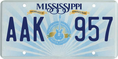 MS license plate AAK957