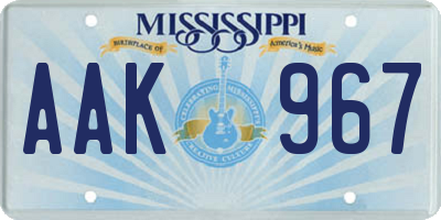 MS license plate AAK967