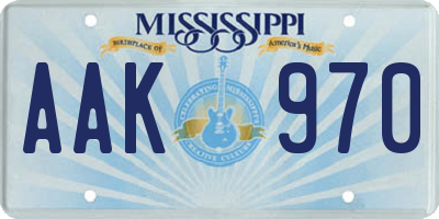 MS license plate AAK970