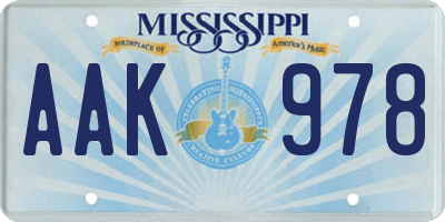 MS license plate AAK978