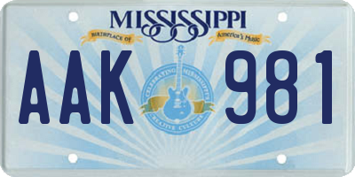 MS license plate AAK981