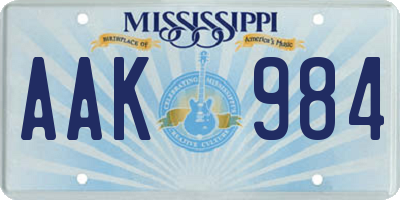 MS license plate AAK984