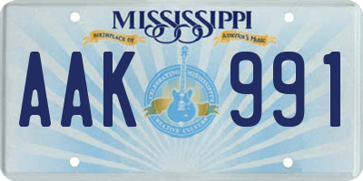 MS license plate AAK991