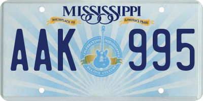 MS license plate AAK995