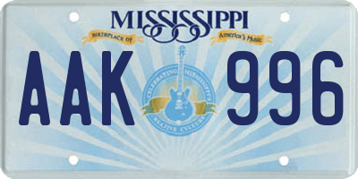 MS license plate AAK996