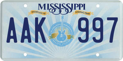 MS license plate AAK997