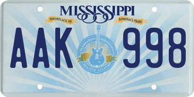 MS license plate AAK998