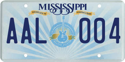 MS license plate AAL004