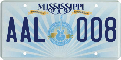 MS license plate AAL008