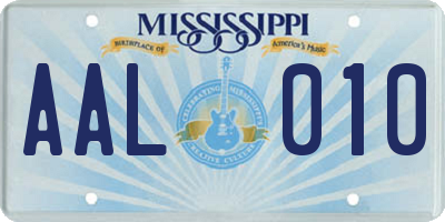 MS license plate AAL010