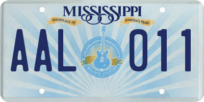 MS license plate AAL011