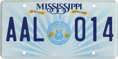 MS license plate AAL014