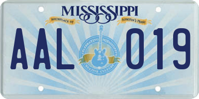 MS license plate AAL019