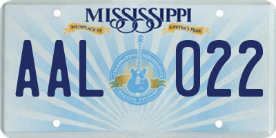 MS license plate AAL022