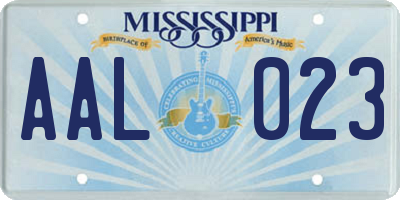 MS license plate AAL023