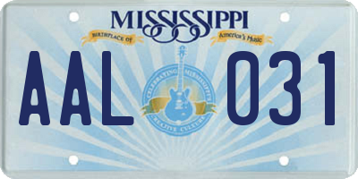 MS license plate AAL031