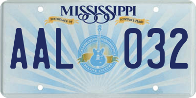 MS license plate AAL032