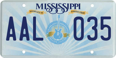 MS license plate AAL035