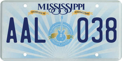 MS license plate AAL038