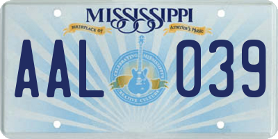 MS license plate AAL039