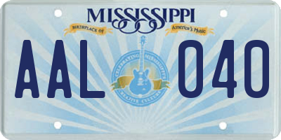 MS license plate AAL040