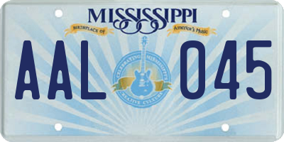 MS license plate AAL045