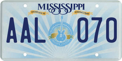 MS license plate AAL070