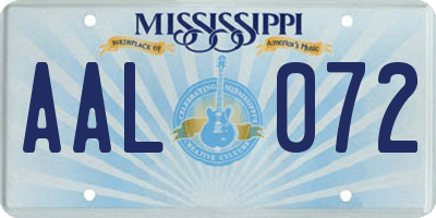 MS license plate AAL072