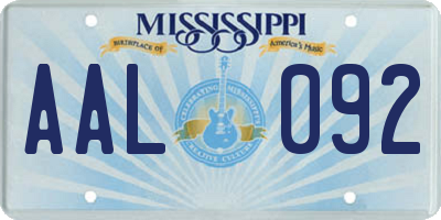 MS license plate AAL092