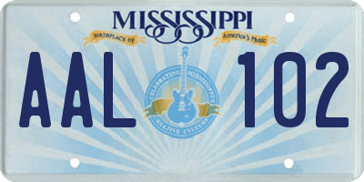 MS license plate AAL102