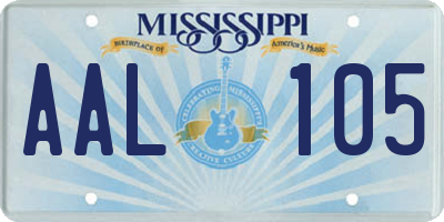 MS license plate AAL105