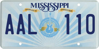 MS license plate AAL110