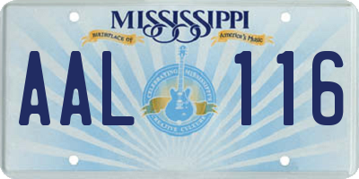 MS license plate AAL116